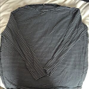 Lululemon Drapey Oversized Long-Sleeve Shirt - gray and white striped, size 6